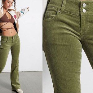 PacSun Green Corduroy Low Rise Bootcut Jeans